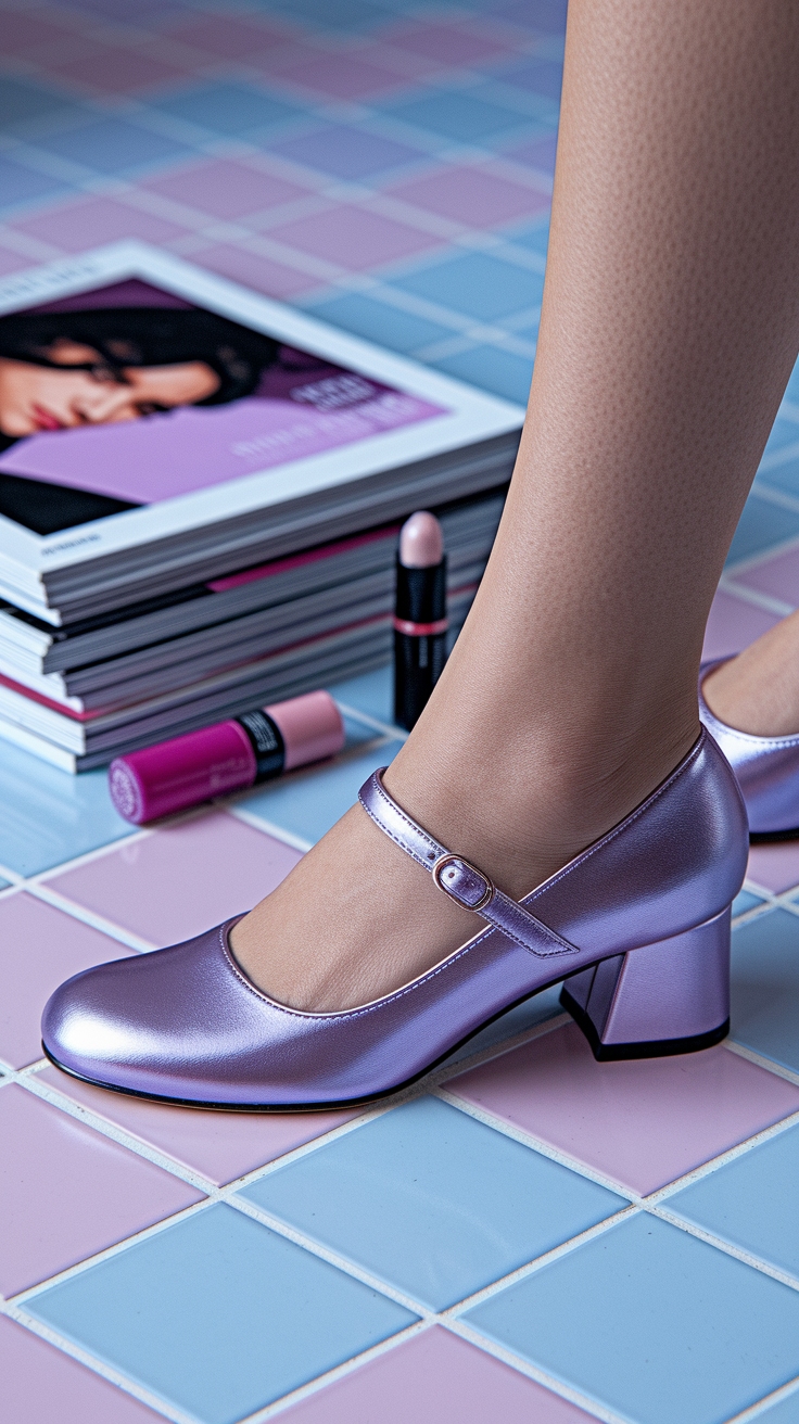 Chic Metallic Mary Janes for a Retro Vibe outfit idea
