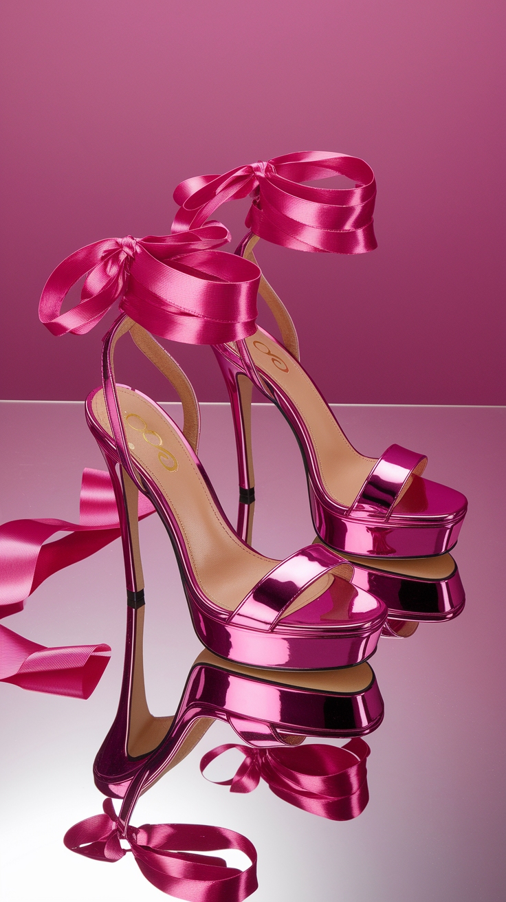 Elevate Your Look with Metallic Pink Heels This Season outfit idea