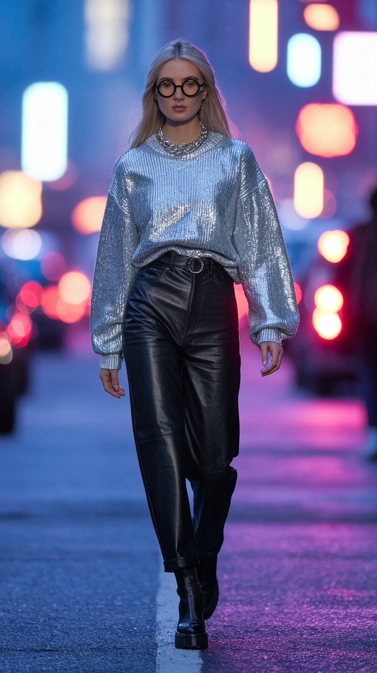 H2: Cozy and Stylish Metallic Sweater Outfit Ideas outfit idea