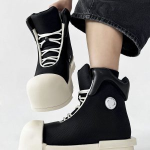 Mickey Mouse High-Top Sneakers for Men and Women, Thick-Soled Martin Boots, American High Street Style Couple's Shoes