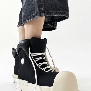 Mickey Mouse High-Top Sneakers for Men and Women, Thick-Soled Martin Boots, American High Street Style Couple's Shoes