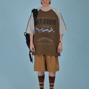 Mid-Century American Retro High Neck Sports T-Shirt - Loose Fit Unisex Summer Trendy Top