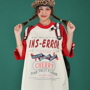 Mid-Century American Retro High Neck Sports T-Shirt - Loose Fit Unisex Summer Trendy Top