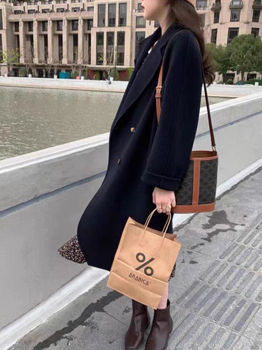 Mid-Length Gray Double-Sided Cashmere Coat for Women - 2024 Autumn Winter High-End Thick Woolen Outerwear Mid-Length Gray Double-Sided Cashmere Coat for Women - 2024 Autumn Winter High-End Thick Woolen Outerwear