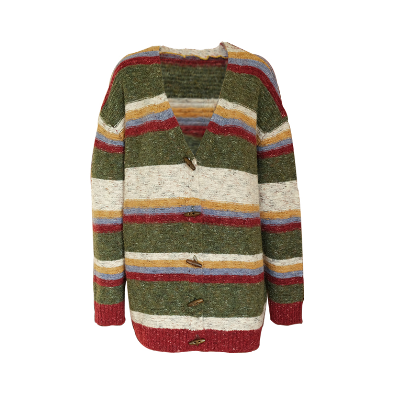 Mid-Length Knitted Sweater Coat for Women, Thickened Horn Button Cardigan, Vintage Style for Spring and Autumn Fashion Mid-Length Knitted Sweater Coat for Women, Thickened Horn Button Cardigan, Vintage Style for Spring and Autumn Fashion