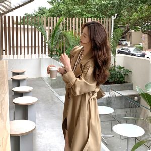 Mid-Length Women's Trench Coat - 2024 British Style Thin Fashionable Outerwear for Spring and Autumn, Chic Student Look