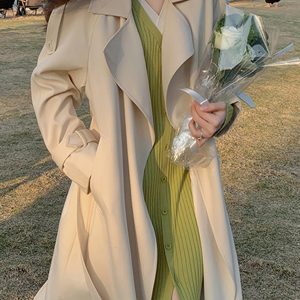 Mid-Length Women's Trench Coat - 2024 British Style Thin Fashionable Outerwear for Spring and Autumn, Chic Student Look