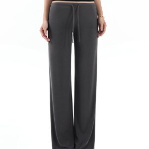 Mid-Low Waist Draped Cool Feeling Floor-Length Casual Pants for Effortless 90s-Inspired Style