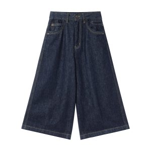 Mid-Low Waist Loose Straight Wide-Leg Denim Pants for Women - Original Color, 8-Point, Spring 2025 Fashion