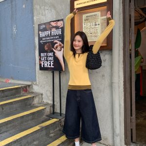 Mid-Low Waist Loose Straight Wide-Leg Denim Pants for Women - Original Color, 8-Point, Spring 2025 Fashion