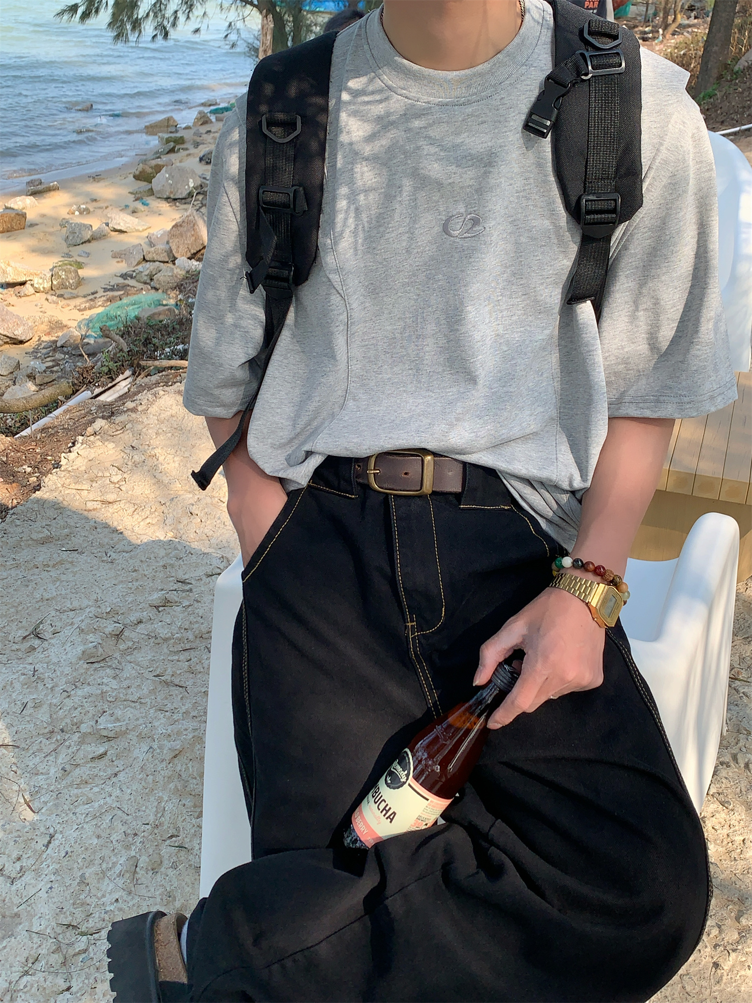 Mid-Summer American Cut Letter Embroidered Casual Short Sleeve T-Shirt - Loose Fit, Cool Feel, Trendy Summer Style Mid-Summer American Cut Letter Embroidered Casual Short Sleeve T-Shirt - Loose Fit, Cool Feel, Trendy Summer Style