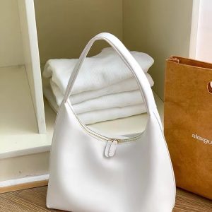 Milk Tea Color Minimalist Dumpling Bag - Soft Leather Retro Shoulder Underarm Bag in Korean Style for Versatile Everyday Use