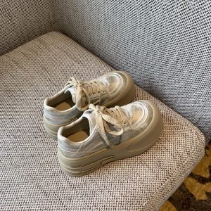 Milk Tea Color Round Toe Women's Casual Sneakers - Thick-Soled Height-Increasing Sports Shoes for Outdoor Style 2025