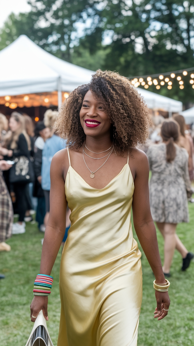 Mimosa Festival Outfits for Black Women in Metallic Glam outfit idea