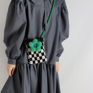 Mini Cute Checkered Floral Crossbody Phone Bag for Women - Spring/Summer Fashion, Trendy Niche Design