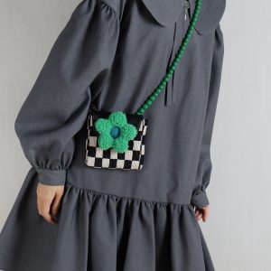 Mini Cute Checkered Floral Crossbody Phone Bag for Women - Spring/Summer Fashion, Trendy Niche Design