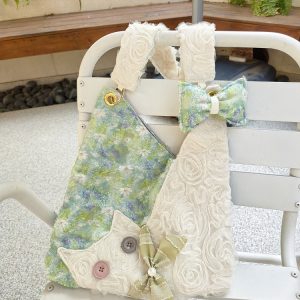 Mini Cute Chiffon Cat Underarm Bag - Spring Summer Green Daisy Crossbody Bag for Y2K Fashion Lovers