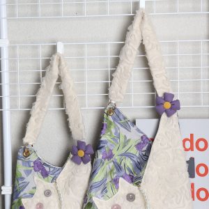 Mini Cute Chiffon Cat Underarm Crossbody Bag in Purple Iris - Spring Summer Fashion Accessory for Trendy Outfits