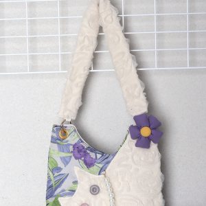 Mini Cute Chiffon Cat Underarm Crossbody Bag in Purple Iris - Spring Summer Fashion Accessory for Trendy Outfits