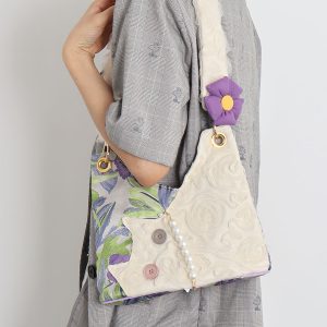 Mini Cute Chiffon Cat Underarm Crossbody Bag in Purple Iris - Spring Summer Fashion Accessory for Trendy Outfits