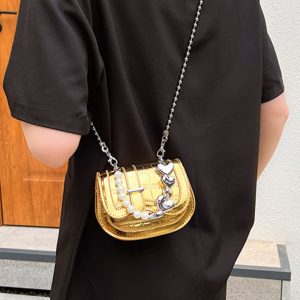Mini Handbag for Women - Spring/Summer 2025 Niche Design with Fashionable Pearl Chain Crossbody Style, High-Quality Texture