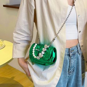 Mini Handbag for Women - Spring/Summer 2025 Niche Design with Fashionable Pearl Chain Crossbody Style, High-Quality Texture