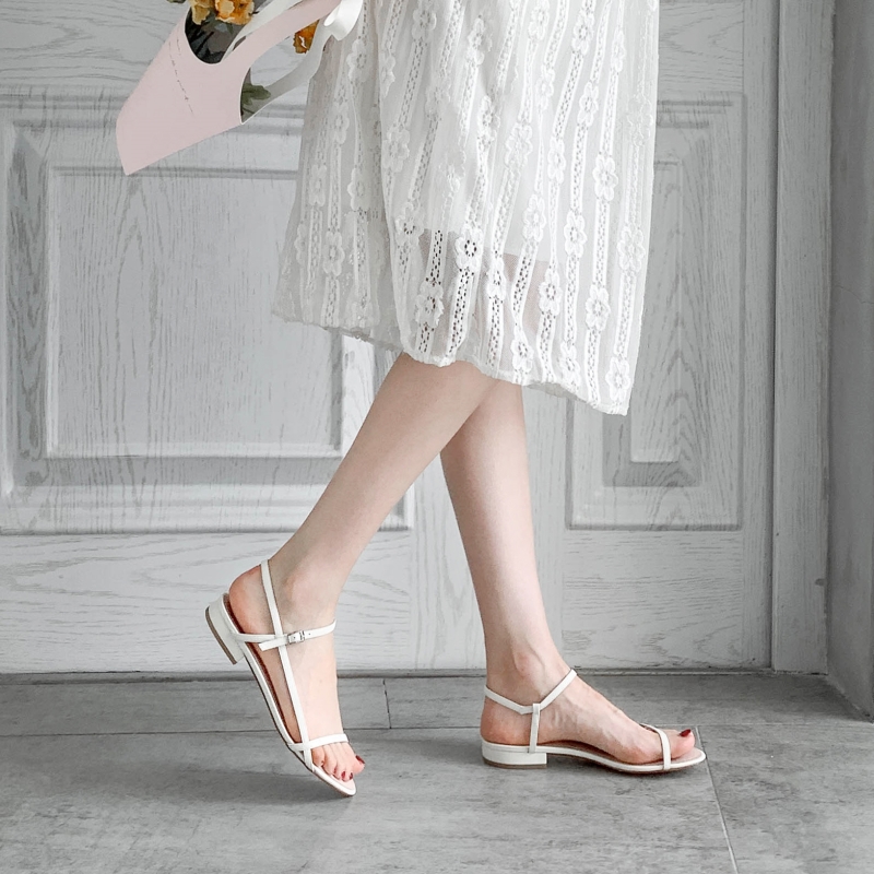 Minimalist Forest Style Genuine Leather Flat Sandals for College, Gentle Fairy Design Perfect with Skirts Minimalist Forest Style Genuine Leather Flat Sandals for College, Gentle Fairy Design Perfect with Skirts