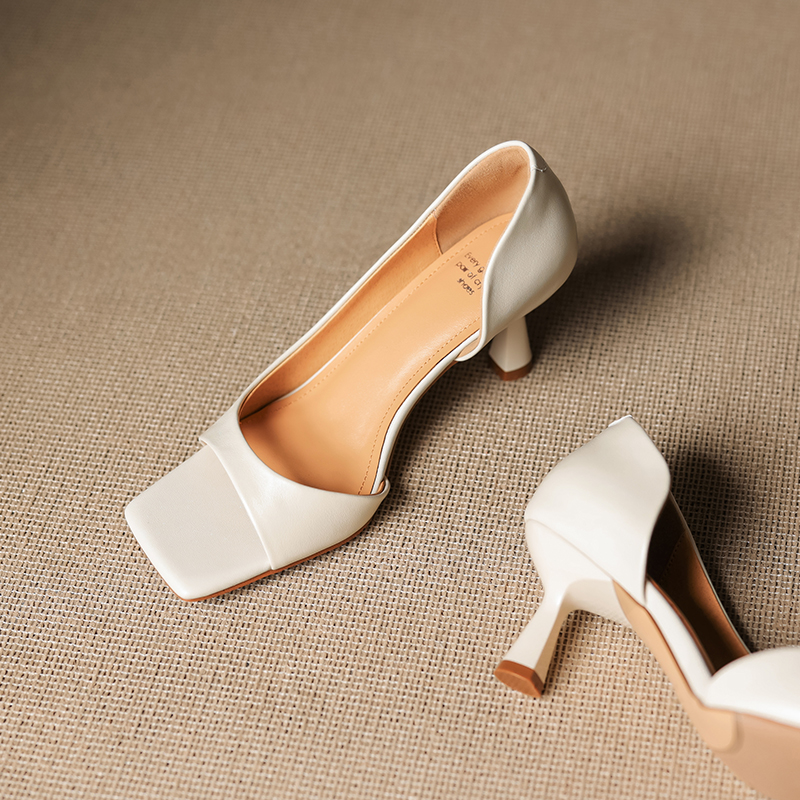 Minimalist Open-Toe Slim-Fit Genuine Leather Side-Cut Stiletto High-Heeled Sandals for Women - Versatile Fashion Footwear Minimalist Open-Toe Slim-Fit Genuine Leather Side-Cut Stiletto High-Heeled Sandals for Women - Versatile Fashion Footwear