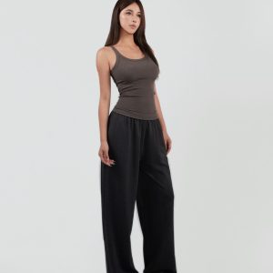 Minimalist Ribbed Slim Fit Elastic Strap Top - Chic Casual Wear for Effortless Style, Perfect for 90s and Y2K Fashion Lovers