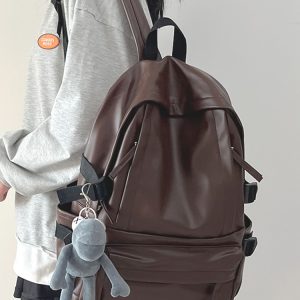 Minimalist Soft Cowhide Backpack for Men and Women, Large Capacity Laptop Bag, Lightweight School Backpack, Unisex Design