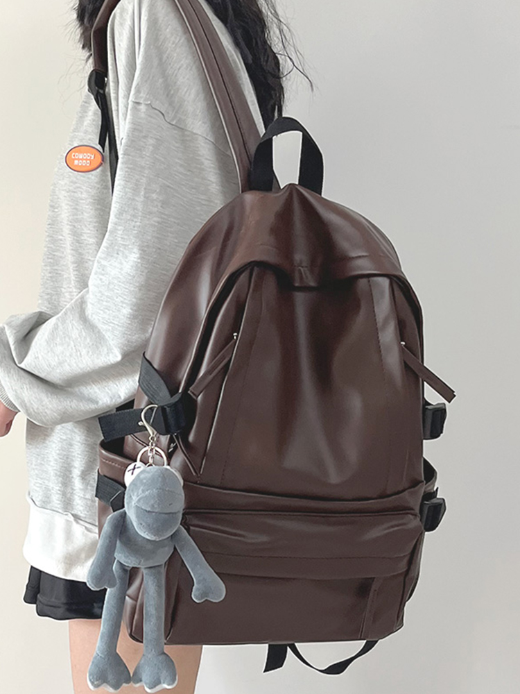 Minimalist Soft Cowhide Backpack for Men and Women, Large Capacity Laptop Bag, Lightweight School Backpack, Unisex Design Minimalist Soft Cowhide Backpack for Men and Women, Large Capacity Laptop Bag, Lightweight School Backpack, Unisex Design