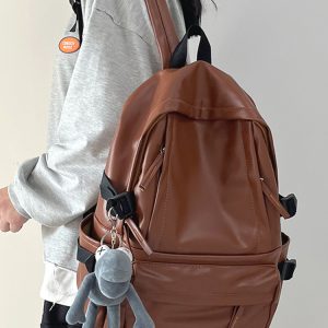 Minimalist Soft Cowhide Backpack for Men and Women, Large Capacity Laptop Bag, Lightweight School Backpack, Unisex Design