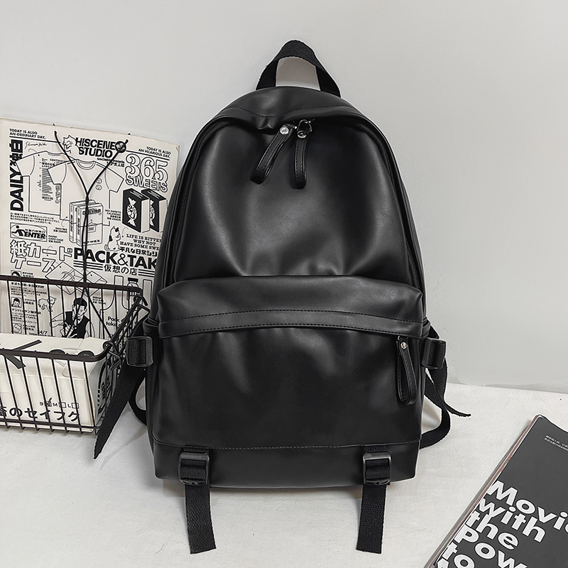 Minimalist Solid Color Soft Leather Waterproof Backpack for Women | Stylish College & High School Students