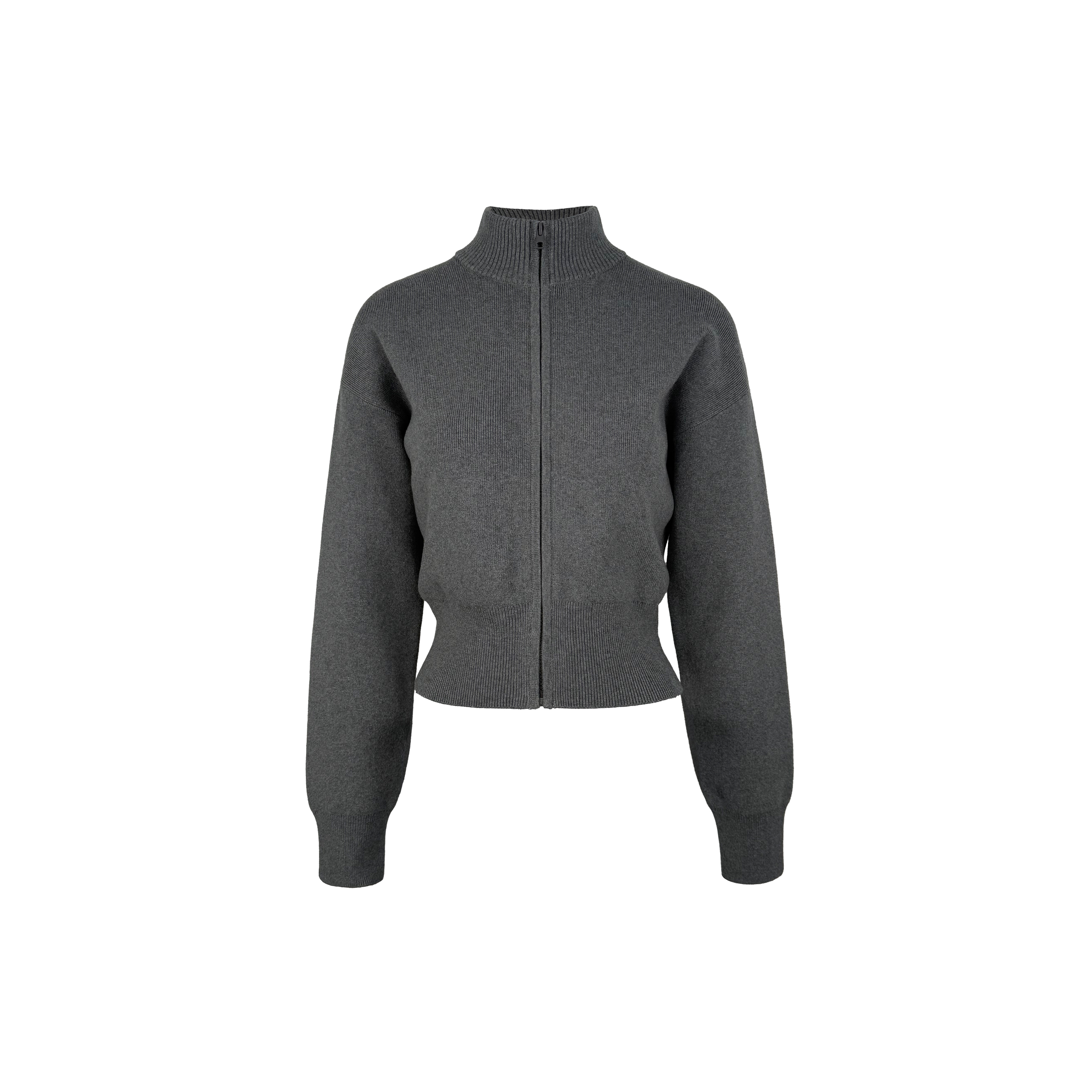 Minimalist Stand Collar Waist-Defining Long Sleeve Cardigan Jacket - Chic Layering Piece for Effortless Style