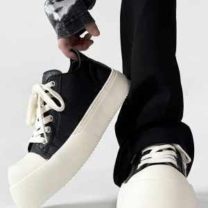 Minimalist Thick-Soled Derby Shoes for Men - Trendy Big Head Design, Casual Leather, High Street Style, Commuting Footwear