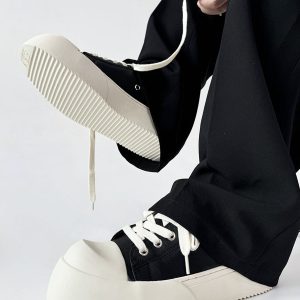 Minimalist Thick-Soled Derby Shoes for Men - Trendy Big Head Design, Casual Leather, High Street Style, Commuting Footwear