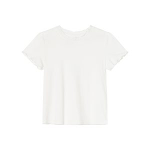 Minimalist Wave Edge Short Sleeve T-shirt for Women - Summer 2025 Solid Color Loose Fit Unique Top