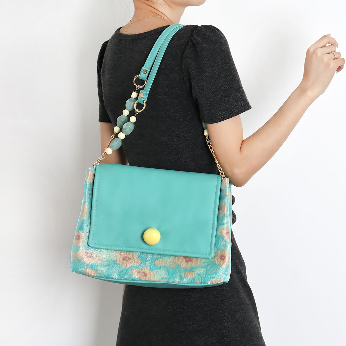Mint Green Beaded Tote Bag - Summer Fresh Niche Envelope Shoulder Crossbody Bag for Effortless Style