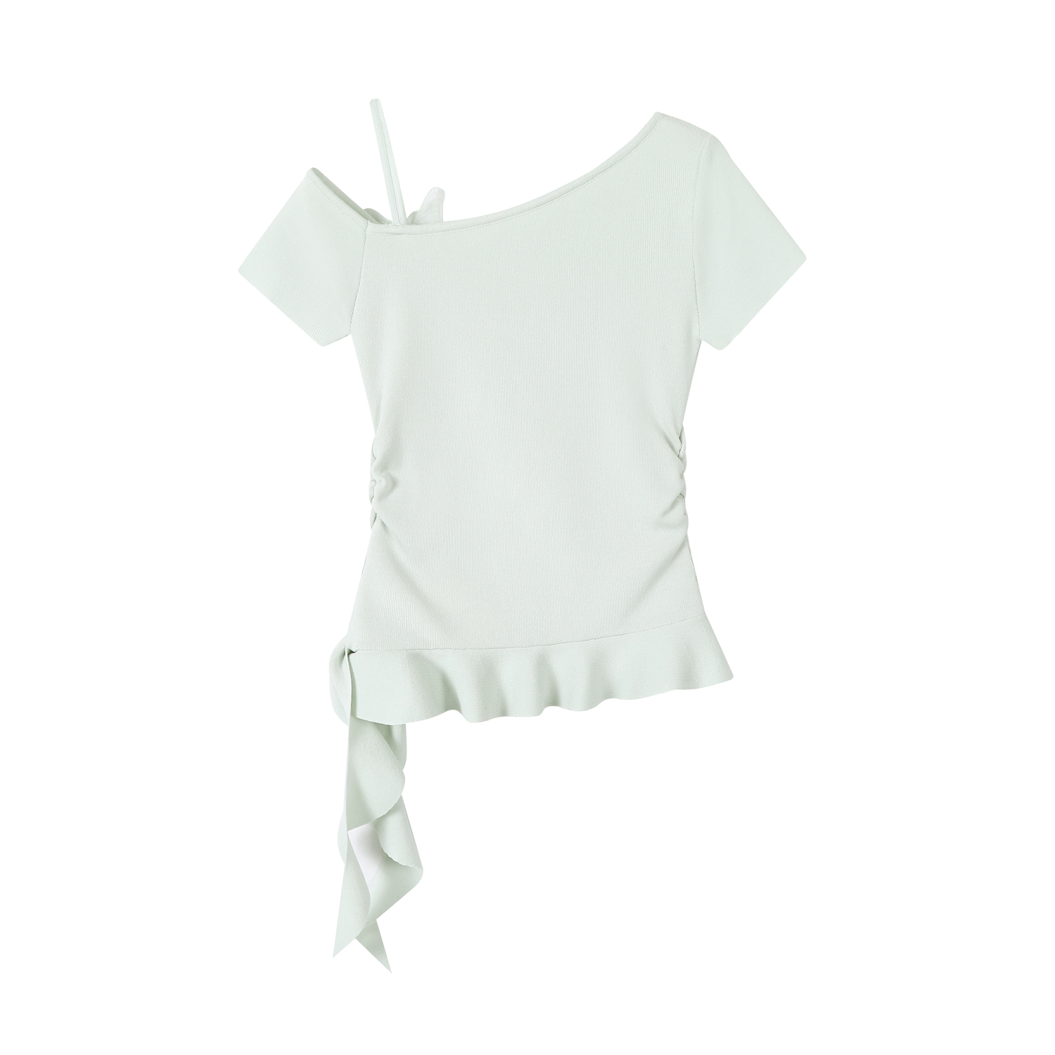 Mint Green Irregular Knitted T-shirt for Women - Unique Summer Design, Trendy Y2K Style Top