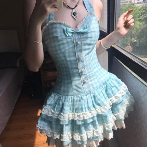 Mint Green Summer Dress for Women, Petite Princess Puff Skirt, Cute Sweet Design, Perfect for 90s and Y2K Inspired Looks