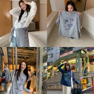 Mushroom Embroidery T-Shirt for Women, Spring/Summer 2025, Loose Fit, Slimming Round Neck, Pure Cotton, Casual Style