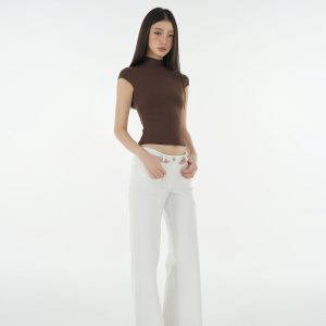 Naked Feel Half High Neck Slim Fit Short Sleeve T-Shirt - High Elastic Base Layer for 90s Y2K Style