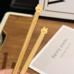 Natural Bamboo Tulip Chopsticks for One, Unpainted Non-Slip Design, Eco-Friendly Chinese Tableware, Anti-Mold Kitchen Utensils