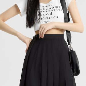 Navy Blue and Gray Pleated JK Skirt for Women - Solid Color Short Skirt, Perfect for Spring and Summer Fashion