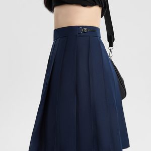 Navy Blue and Gray Pleated JK Skirt for Women - Solid Color Short Skirt, Perfect for Spring and Summer Fashion