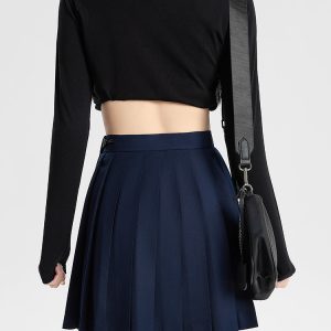 Navy Blue and Gray Pleated JK Skirt for Women - Solid Color Short Skirt, Perfect for Spring and Summer Fashion