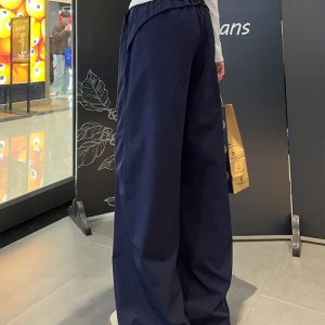 Navy Blue Loose-Fitting Plus Size Cargo Pants for Women, Quick-Dry BF Style Casual Sports Pants, Flattering Everyday Wear