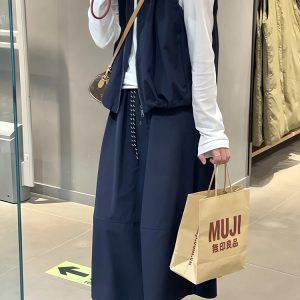 Navy Blue Plus Size A-Line Long Skirt for Women - Slimming, Tummy-Covering Summer Style, 2025 Trendy Fashion