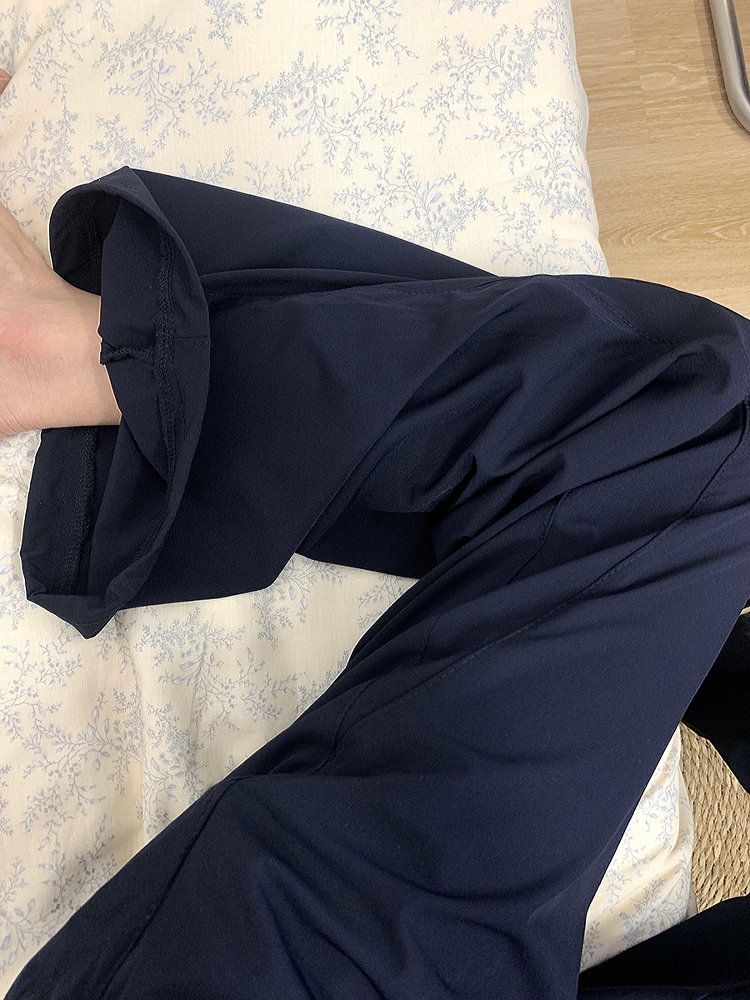 Navy Blue Women's Wide-Leg Casual Pants - Versatile Summer Loose Draping Trousers for Work & Hip-Hop Style Navy Blue Women's Wide-Leg Casual Pants - Versatile Summer Loose Draping Trousers for Work & Hip-Hop Style