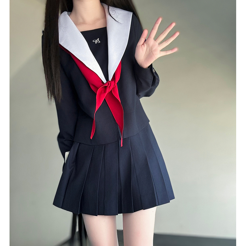 Navy Collar Coat Women's Pudding Bear JK Uniform Sailor Suit College Style Summer Fashion